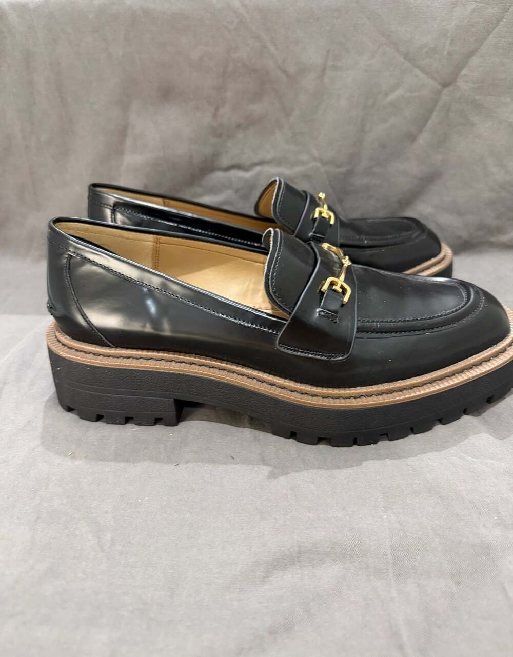 Sam Edelman Laurs Lug Sole Loafers Black Leather